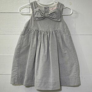 Janie and Jack 18-24 Months Striped Light Gray & White Bow-Front Girls' Dress